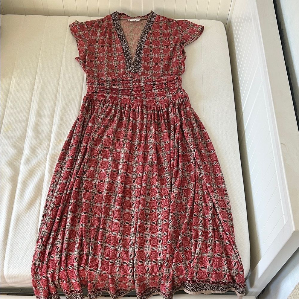 London Times Red and Black Patterned Midi Dress